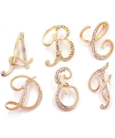 Women A-Z Initial Pins 26 Letters Pins Gold Plated Metal Brooches Clear Crystal Rhinestone Brooch Breastpin Badge Letters B $...