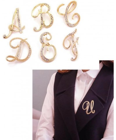 Women A-Z Initial Pins 26 Letters Pins Gold Plated Metal Brooches Clear Crystal Rhinestone Brooch Breastpin Badge Letters B $...