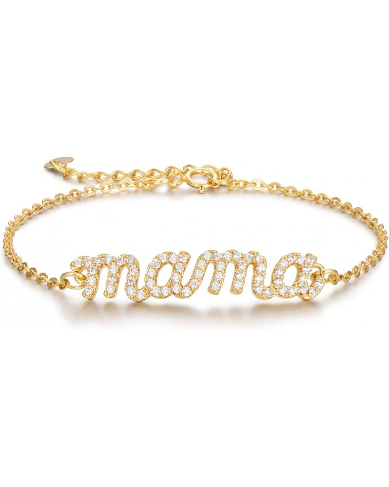 Jewelry for Women Mama Bracelet for Mom 24K Real Gold Filled 925 Sterling Silver Gifts for Mom Birthday Mother's Day Valentin...