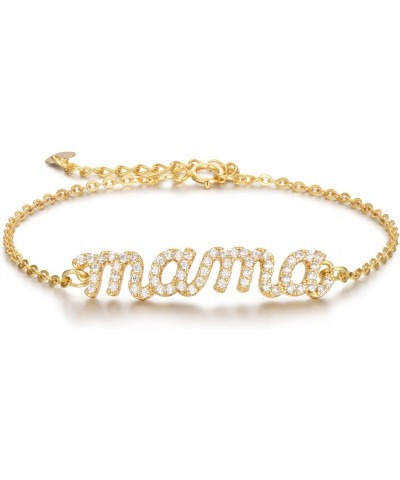 Jewelry for Women Mama Bracelet for Mom 24K Real Gold Filled 925 Sterling Silver Gifts for Mom Birthday Mother's Day Valentin...