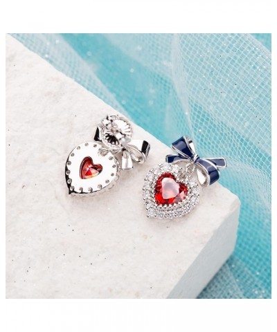 Heart Crystal Earrings, Silver Plated Heart Earrings, Crystal Dangle Earrings for Women Fashion Jewelry Patriotic Earrings $7...