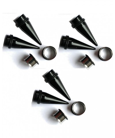 12 Pc Black Tapers and Steel Tunnels Choose 3 Sizes 0g - 1 inch Ear Stretching Kit gauges plugs 0g 1g 3/4" 7/8" 1 inch $10.79...