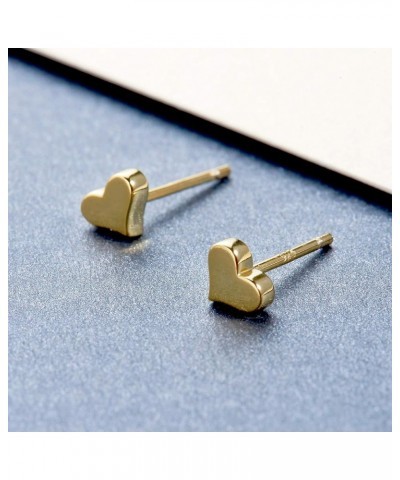 Sterling Silver Stud Earrings for Women Gold Plated Tiny Dot I Bar I Heart Earrings Dainty Simple Earrings for Women Heart_Fl...