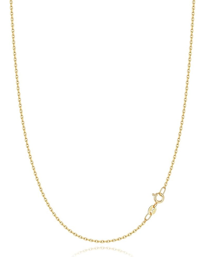 18K Over Gold Solid 925 Sterling Silver Chain Necklace for Women Girls, 1.2mm Cable Chain Thin & Dainty & Sturdy Women's Chai...