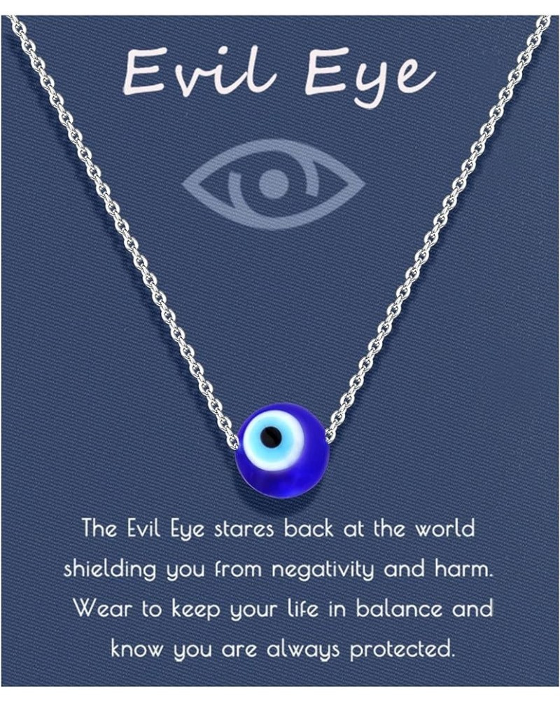 Evil Eye Necklace Blue Eyes Luck Protection Amulet Pendant Necklace Ojo Turco Kabbalah Adjustable Evil Eye Jewelry Gift for W...