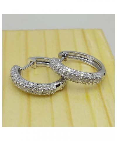 0.48 Carat (ctw) Round White Diamond Hinged Post Huggies Hoop Earrings for Her in Gold White Gold 18K - Metal Stamp $178.28 E...