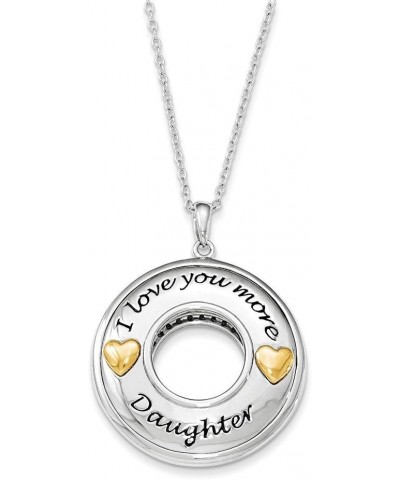 Sterling Silver Heart Gold HeartPlate Antique-Style CZ Cubic Zirconia I Love You More Daughter 18in Necklace $52.50 Necklaces