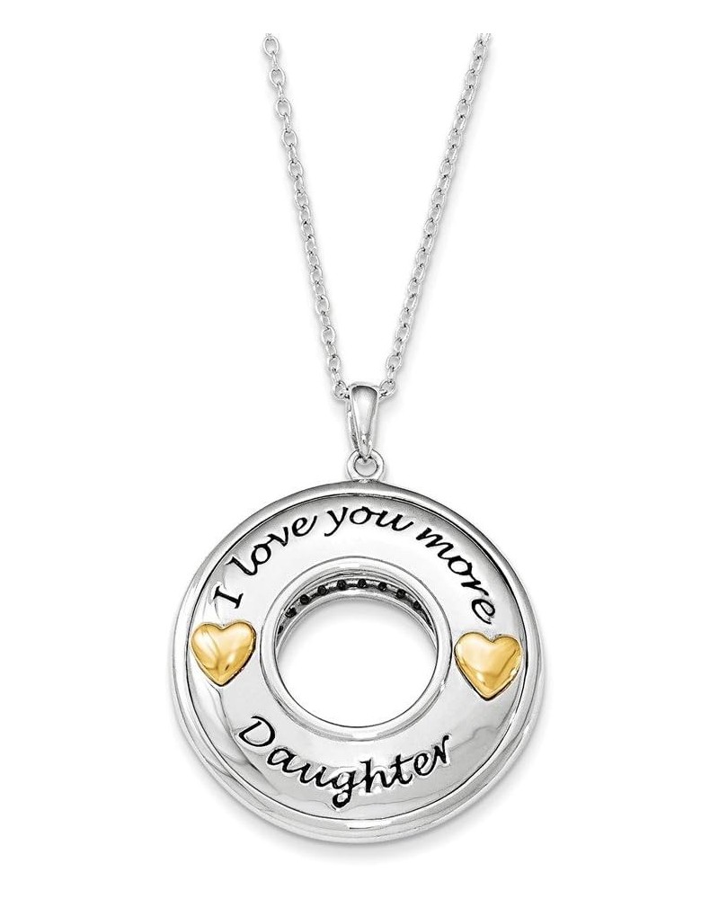 Sterling Silver Heart Gold HeartPlate Antique-Style CZ Cubic Zirconia I Love You More Daughter 18in Necklace $52.50 Necklaces