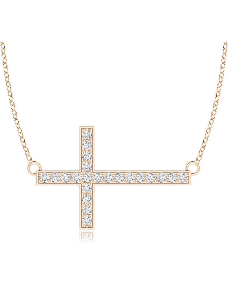 Natural Diamond Cross Pendant Necklace in Sterling Silver/14K Solid Gold for Women, Girls with 18" Chain | April Birthstone J...