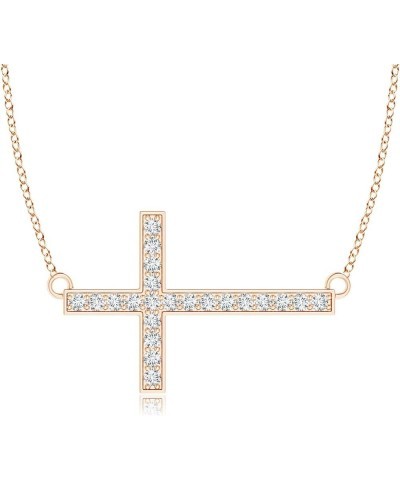 Natural Diamond Cross Pendant Necklace in Sterling Silver/14K Solid Gold for Women, Girls with 18" Chain | April Birthstone J...