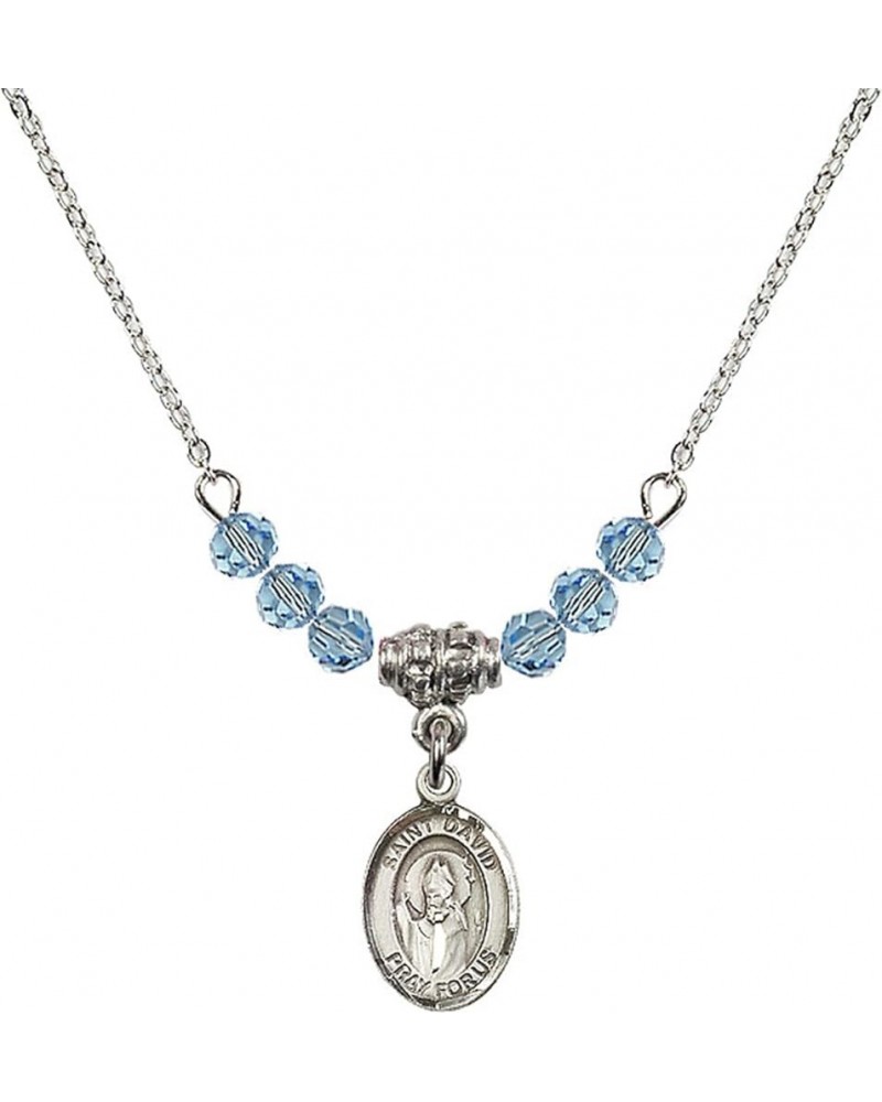 March Birth Month Bead Necklace with Catholic Patron Saint Petite Charm, 18 Inch Saint David of Wales $26.60 Necklaces