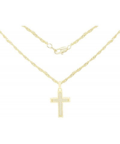 BEBERLINI Cross Charm Pendant 14K Gold Filled Rope Box Curb Chain Necklace Set Lobster Clasp Fashion Cubic Zirconia Jewelry G...