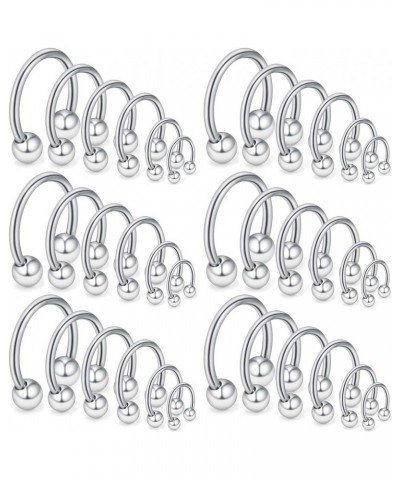 24-36PCS 16G 14G 12G Surgical Steel Nose Septum Horseshoe Earring Eyebrow Tongue Lip Nipple Helix Tragus Piercing Rings 6-19m...