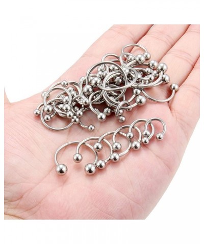 24-36PCS 16G 14G 12G Surgical Steel Nose Septum Horseshoe Earring Eyebrow Tongue Lip Nipple Helix Tragus Piercing Rings 6-19m...