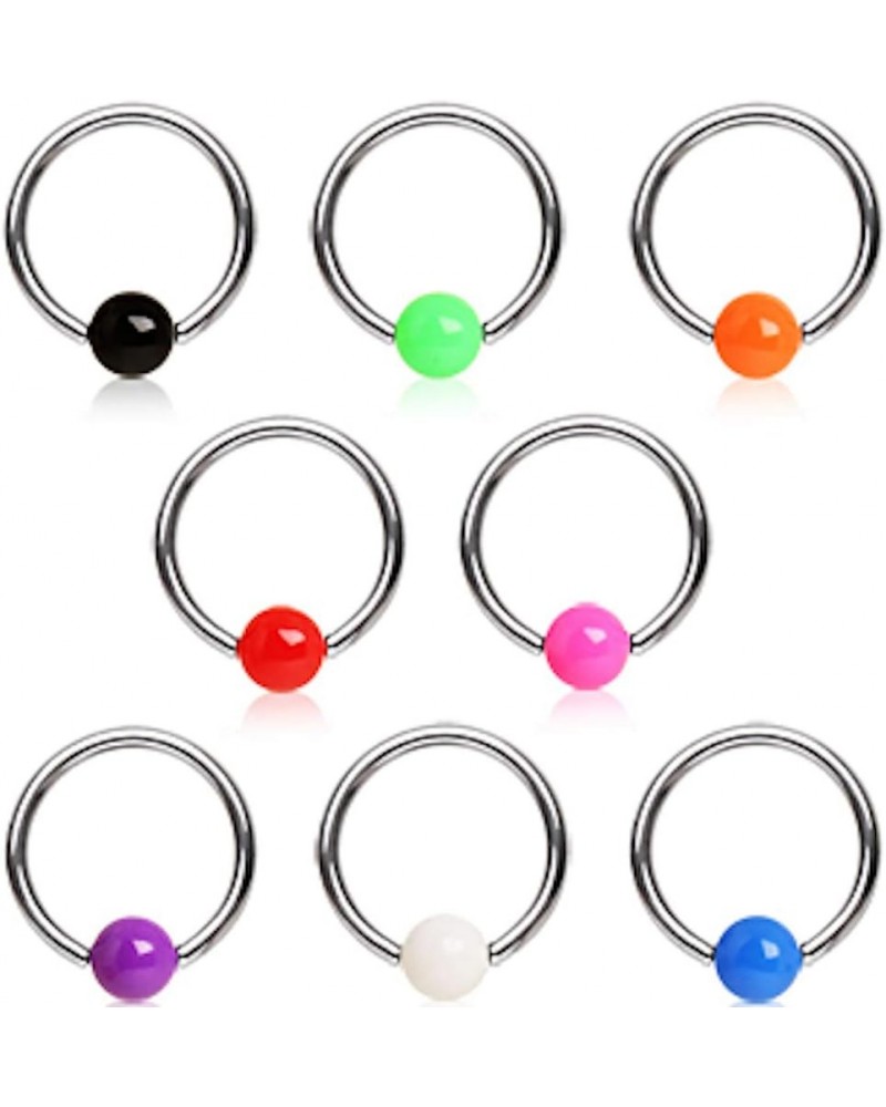 316L Surgical Steel Captive Bead Ring with Solid UV Ball White $9.68 Body Jewelry