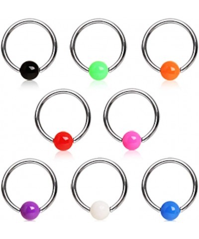 316L Surgical Steel Captive Bead Ring with Solid UV Ball White $9.68 Body Jewelry