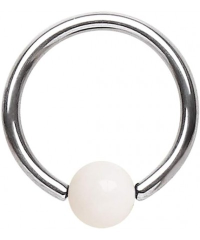 316L Surgical Steel Captive Bead Ring with Solid UV Ball White $9.68 Body Jewelry