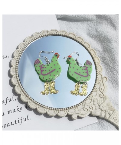 Cute Funny Kawaii Acrylic Big Rooster Chicken Bunny Birthday Cake Halloween Ghost Drop Dangle Earrings for Women Girls Rooste...