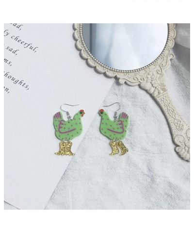 Cute Funny Kawaii Acrylic Big Rooster Chicken Bunny Birthday Cake Halloween Ghost Drop Dangle Earrings for Women Girls Rooste...