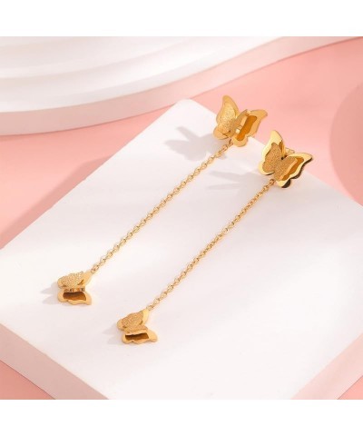 24K Gold Plated Drop Earrings Butterfly Zirconia Roman Number Dangle Earrings For Women Outfits Wedding Earring103 $7.53 Earr...