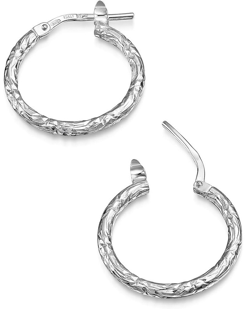 Women's 925 Sterling Silver Hoop Earrings Textured Hoops $9.84 Earrings