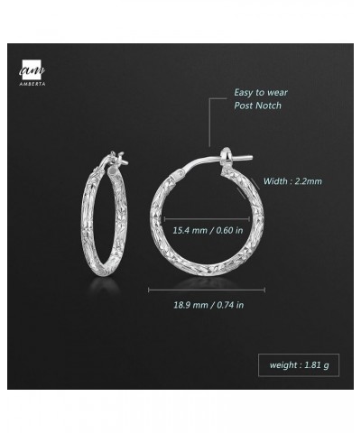 Women's 925 Sterling Silver Hoop Earrings Textured Hoops $9.84 Earrings