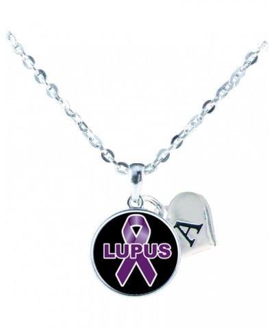 Custom Lupus Disease SLE Awareness Ribbon Silver Necklace Jewelry Choose Initial $14.53 Necklaces