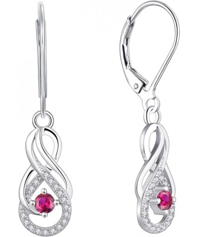 Earrings Infinity Dangle Drop Earrings Sterling Silver Leverback Earrings Gemstones Twisted Jewelry 07-Jul-Ruby $29.14 Earrings