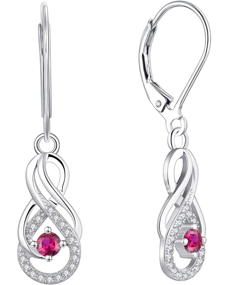 Earrings Infinity Dangle Drop Earrings Sterling Silver Leverback Earrings Gemstones Twisted Jewelry 07-Jul-Ruby $29.14 Earrings