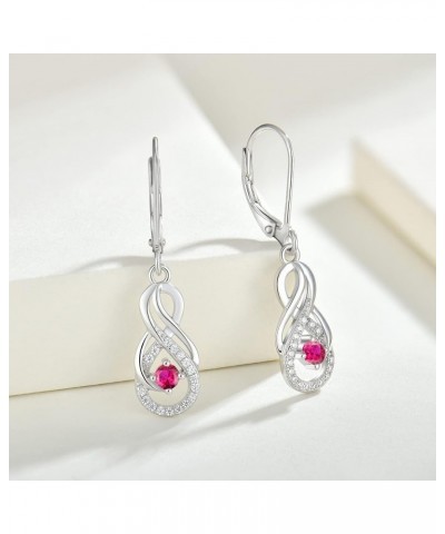 Earrings Infinity Dangle Drop Earrings Sterling Silver Leverback Earrings Gemstones Twisted Jewelry 07-Jul-Ruby $29.14 Earrings