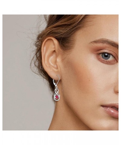 Earrings Infinity Dangle Drop Earrings Sterling Silver Leverback Earrings Gemstones Twisted Jewelry 07-Jul-Ruby $29.14 Earrings