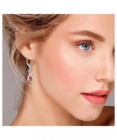 Earrings Infinity Dangle Drop Earrings Sterling Silver Leverback Earrings Gemstones Twisted Jewelry 07-Jul-Ruby $29.14 Earrings