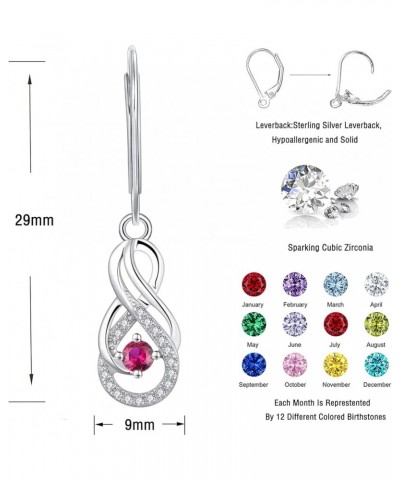 Earrings Infinity Dangle Drop Earrings Sterling Silver Leverback Earrings Gemstones Twisted Jewelry 07-Jul-Ruby $29.14 Earrings