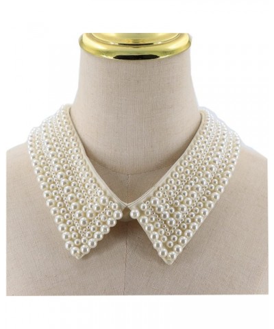 Detachable Faux Pearl False Collar Beaded Choker Collar Necklace Ivory Woman Girls Faux Collar Garment Accessories Ivory $10....