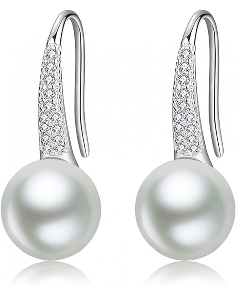 Pearl Dangle Earrings for Women 14K Gold Plated Hypoallergenic Pearl Drop Earrings Simulated Fashion Jewelry 10mm White $10.0...