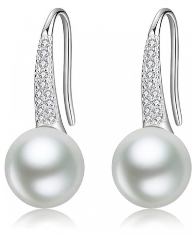 Pearl Dangle Earrings for Women 14K Gold Plated Hypoallergenic Pearl Drop Earrings Simulated Fashion Jewelry 10mm White $10.0...