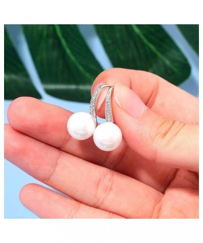 Pearl Dangle Earrings for Women 14K Gold Plated Hypoallergenic Pearl Drop Earrings Simulated Fashion Jewelry 10mm White $10.0...