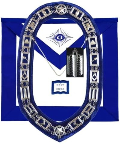 MASONIC BLUE LODGE OFFICER CHAPLAIN APRON SILVER CHAIN COLLAR AND JEWEL $32.00 Necklaces