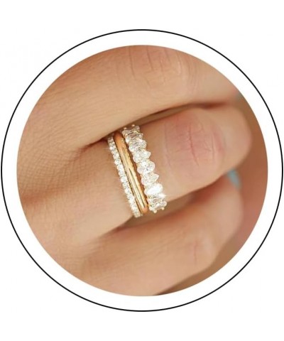 Gold Stacking Rings for Women Non Tarnish 14K Gold Plated Cubic Zirconia Rings Set Dainty Statement Engagement Promise Rings ...