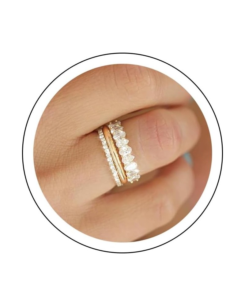 Gold Stacking Rings for Women Non Tarnish 14K Gold Plated Cubic Zirconia Rings Set Dainty Statement Engagement Promise Rings ...