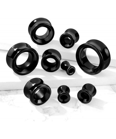 soscene Ear gauges ear plugs Black Obsidian Hollow Tunnels Organic Stone Double Saddle Ear Plugs 19mm-3/4 Inch $10.61 Others