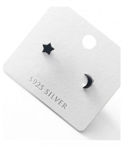 Minimalist Moon Star Cartilage Stud Earrings S925 Sterling Silver Fashion Small Tiny Earring Studs Asymmetrical Tragus Screw ...