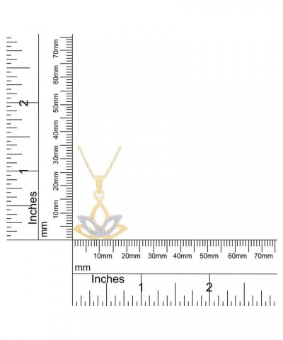 Jewel Zone US Natural Diamond Accent Outline Lotus Flower Pendant Necklace in 14K Gold Over Sterling Silver yellow-gold-plate...