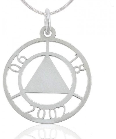 Alcoholics Anonymous Unity Pendant 1" Tall (Approx) with Dry Date Celebrate Your Sobriety 18" Light Snake Chain $40.78 Pendants