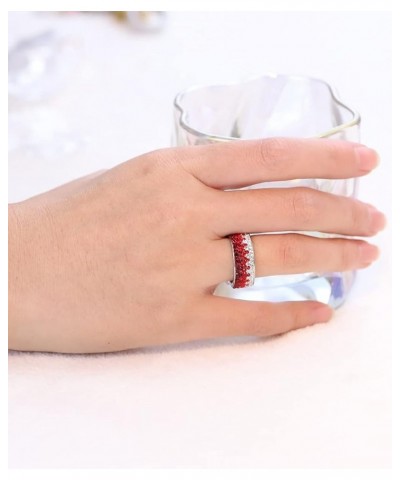 VUTRIEU2K Crystal Stainless Steel Ring For Women Fashion Red Blue Black Color Ring Wedding Jewelry Rings TT5ZW (Blue-8) Blue ...