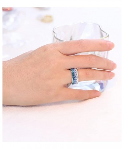 VUTRIEU2K Crystal Stainless Steel Ring For Women Fashion Red Blue Black Color Ring Wedding Jewelry Rings TT5ZW (Blue-8) Blue ...