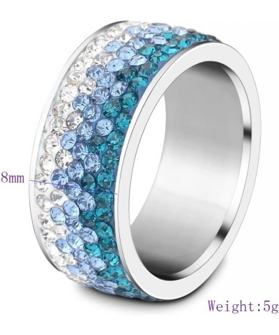 VUTRIEU2K Crystal Stainless Steel Ring For Women Fashion Red Blue Black Color Ring Wedding Jewelry Rings TT5ZW (Blue-8) Blue ...