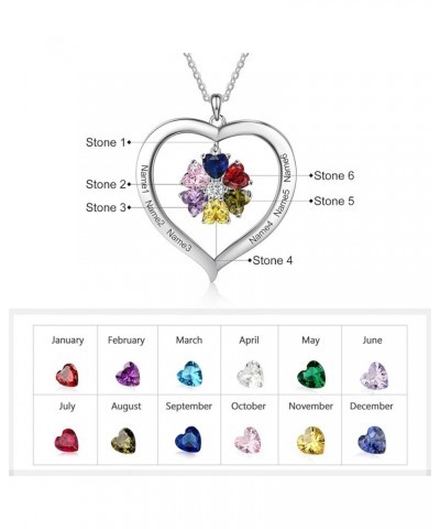 Personalized Hearts Necklace with 1-8 Simulated Birthstones for Women Customized Mothers Names Necklace for Mother's Day Rela...