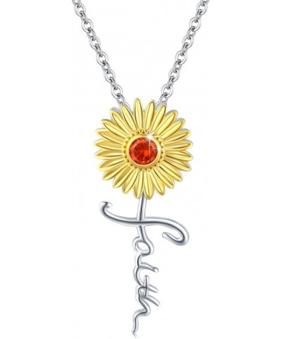 Sunflower Faith Necklace 925 Sterling Silver Cross Christian Religion You Are My Sunshine Pendant Necklaces for Women Girls M...