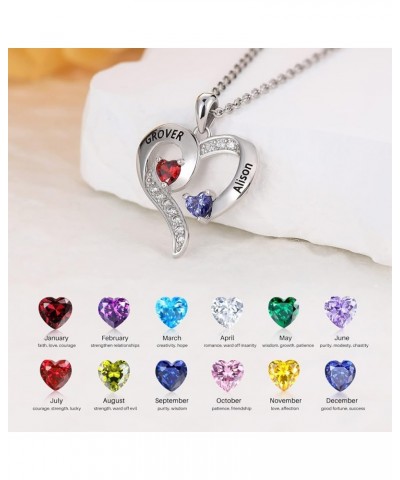 Personalized Names Forever Love Heart Women Necklace with 1-8 Simulated Birthstone Pendant Necklaces for Grandma Family Promi...